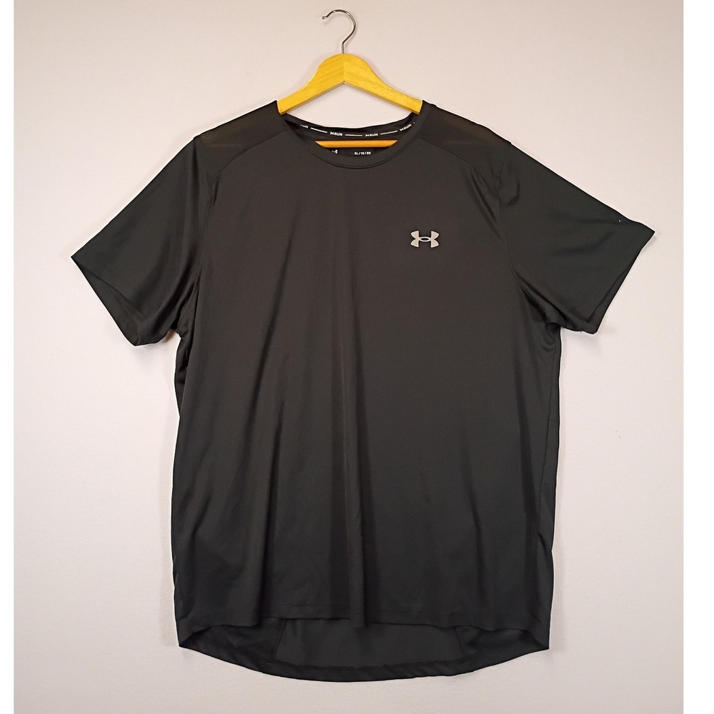 Athletic Under Armour Mens XL Black Run Fitted Short Sleeve Performance Tee